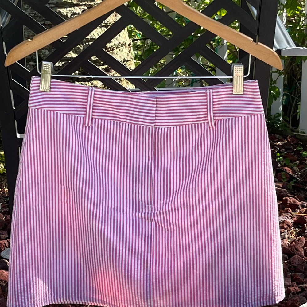 Tailor New York Mini Skirt Red & White Seersucker